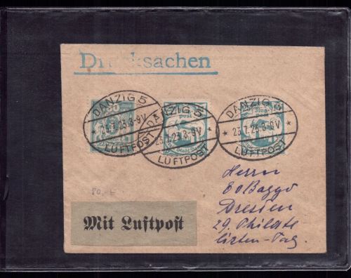 Beleg : Luftpost Danzig n. Dresden 1923 - Philatelistentag