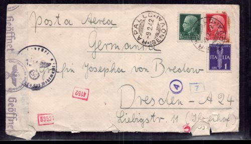 Italien Zensur Brief - Genua / Rapallo nach Dresden 1942