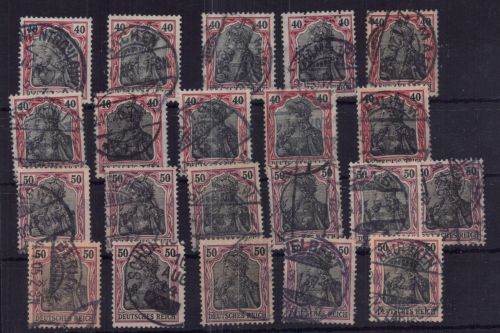 Deutsches Reich Lot aus Michel Nr. 90I + 91Ix gestempelt