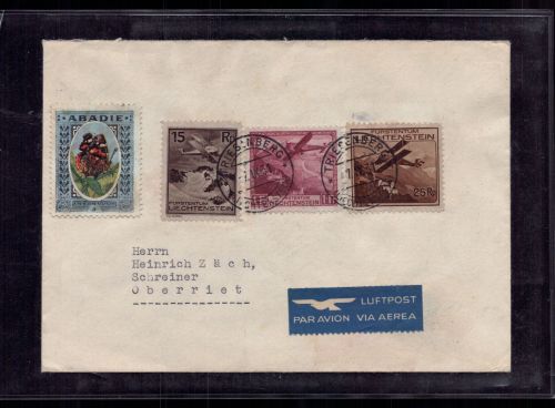 Liechtenstein Luftpost Beleg mit Michel Nr. 108 , 110 + 113 - 1931