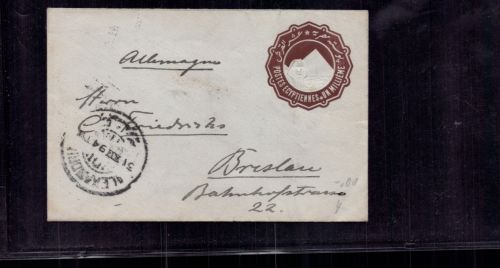 Ägypten Ganzsache Alexandria nach Breslau 1894