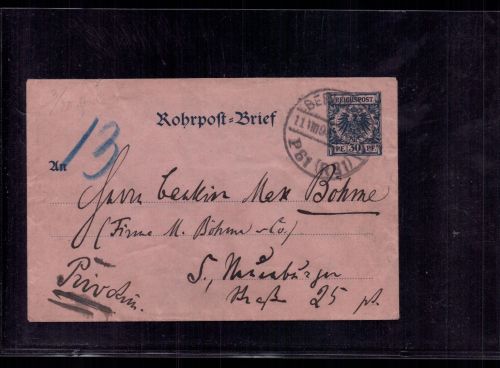 Deutsches Reich Rohrpost Brief Berlin 1898