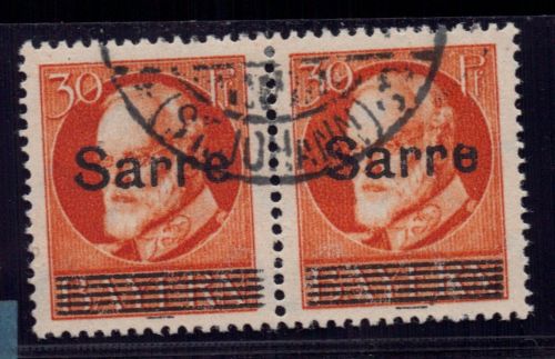 Saargebiet Michel Nummer 23 PFK Paar gestempelt + geprüft