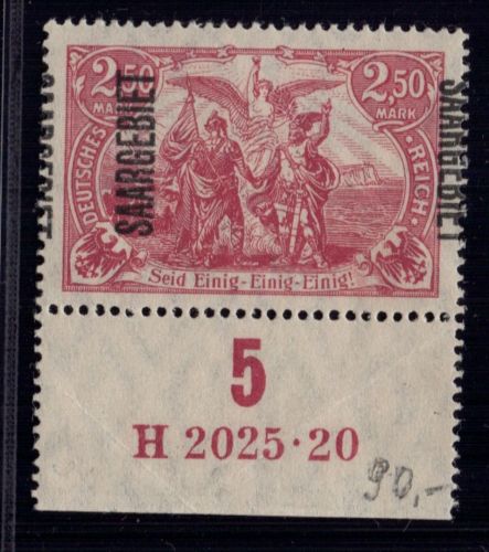 Saargebiet Michel Nummer 43 b postfrisch + geprüft
