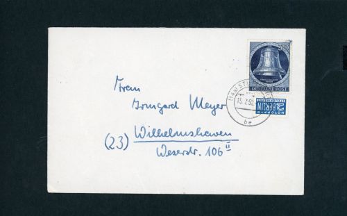 Berlin Michel Nummer 85 Einzelfrankatur Stuttgart Wilhelmshaven 1952