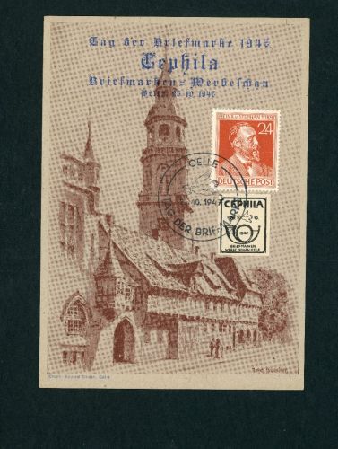Alliierte Besetzung Sonderstempel Celle 1947 auf Sonderkarte