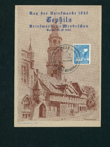 Alliierte Besetzung Sonderstempel Celle 1947 auf Sonderkarte