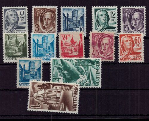All. Besetzung Franz. Zone Württemberg Michel Nr. 1 - 13 ungebr.Falz