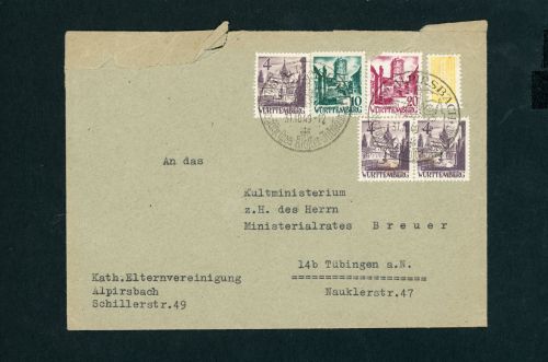 All. Besetzung Württemberg Mischfrankatur Alpirsbach n. Tübingen