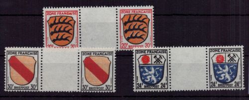 All. Besetzung Franz. Zone Michel Nummer 8 - 10 Zwischensteg postfrisch