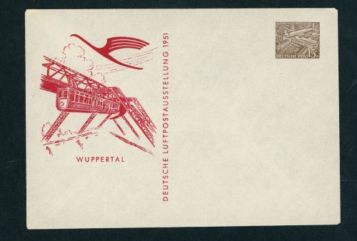 Berlin Privat Ganzsache Wuppertal Luftpost Ausstellung ungebraucht