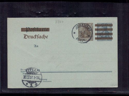 Dt. Reich Germania Ganzsache P87 F/A , Jonsdorf Zittau , Rück Bahnpost 1907