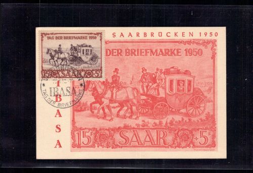 Saar Maximumkarte Michel Nr. 291 Ersttagsstempel (FDC) IBASA 1950