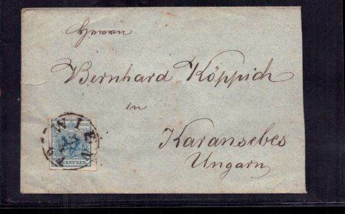 Österreich Einzelfrankatur Wien 1864 nach Ungarn