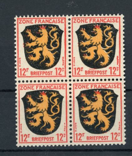 Französische Zone Allg. Ausgabe Michel Nummer 6 postfrisch 4er Block