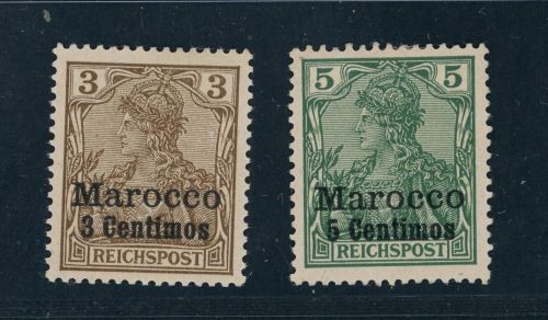 Deutsche Auslandpostämter Marokko Michel Nr. 7 + 8 ungebraucht Falz