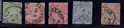 Norddeutscher Bund Michel Nr. 7 - 11 gestempelt geprüft