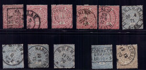 Norddeutscher Bund Lot aus Michel Nummer 16 / 18 gestempelt