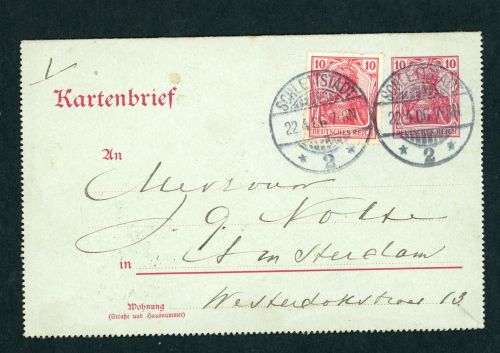 Deutsches Reich Kartenbrief Michel Nr. K12 Schlettstadt n. Amsterdam 1906