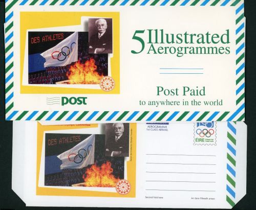 Irland Aerogramm-Set 5 im Folder - 5 Illustrated Aerogramme Post Paid , Olympia