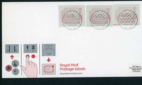 Großbritannien Automatenmarken 1984 FDC