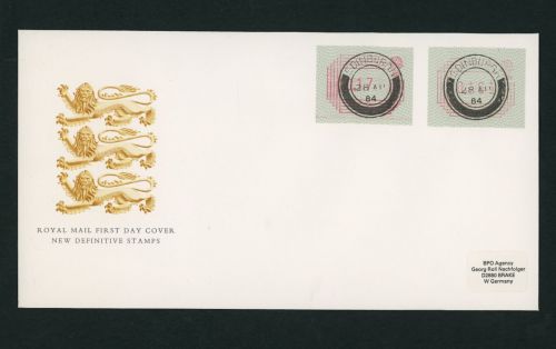 Großbritannien Automatenmarken 1984 FDC