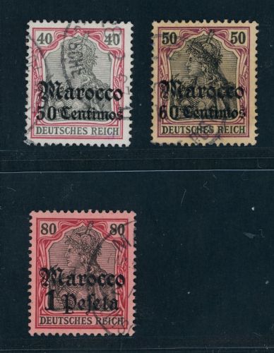 Deutsche Auslandpostämter Marokko Michel-Nr. 27 - 29 gestempelt