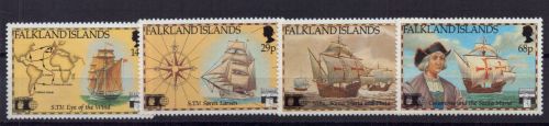 Falklandinseln Michel Nummer 548 - 551 postfrisch Schiffe , Kolumbus