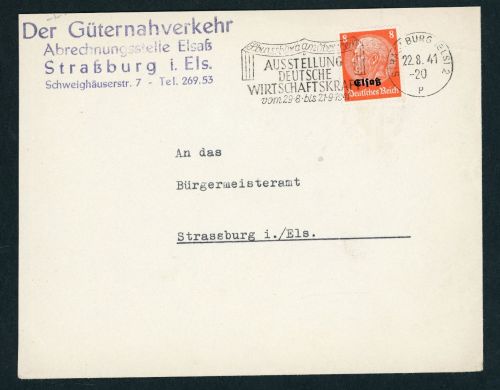 Dt. Besatzung Elsass Michel Nummer 5 Einzelfrankatur Straßburg
