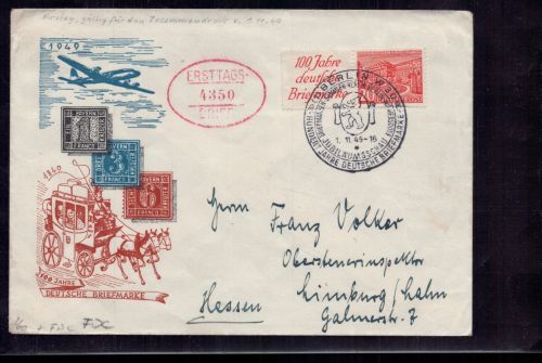 Berlin Zusammendruck W 13 - FDC 1949 - Berlin nach Limburg / Hessen