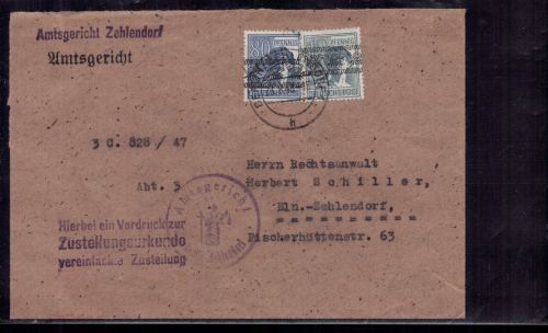 Alliierte Besetzung / Berlin Zehlendorf - Amtsgericht Zustellungsurkunde 1948