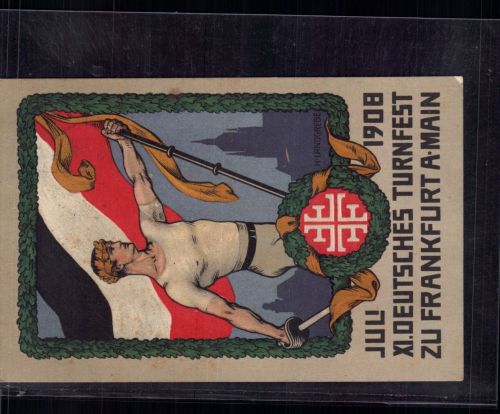 Germania Ganzsache Dt. Reich Turnfest Frankfurt Festpostkarte n. Offenbach 1908