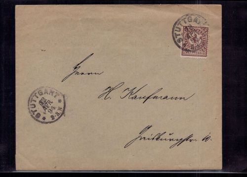 Privat Stadtpost Stuttgart - zwei Pfennig - 1894 gelaufen
