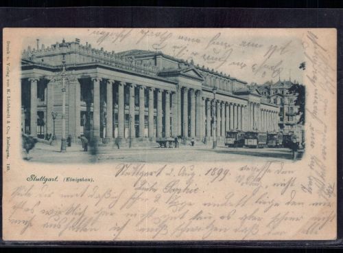 Privat Stadtpost Stuttgart / Königsbau - zwei Pfennig - 1899 gelaufen