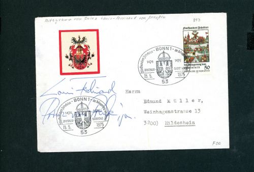 Bund Michel Nummer 843 Einzelfrankatur - Autogramm Prinz L. F. von Preußen