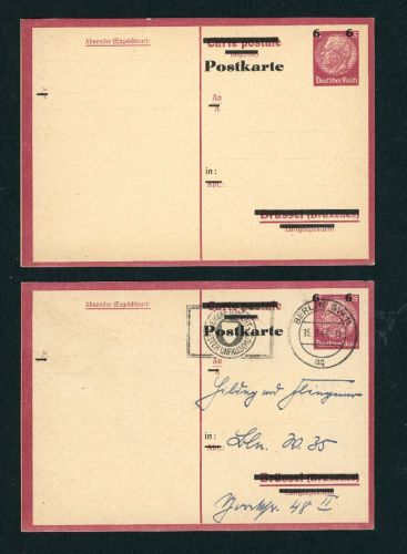 Dt. Reich Ganzsache 6 / 15 Pfg. Hindenburg Überdruck ungebraucht + gelaufen