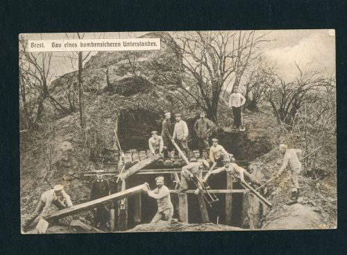 Felpost Ansichtskarte Brest Bau eines Unterstandes 1.08.1916