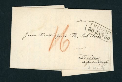 Franko Brief von Leipzig nach Dresden 1950