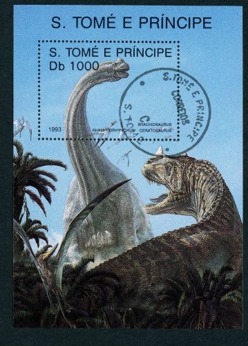 Sae Tome u. Principe Block 305 Dinosaurier Brachiosaurus gestempelt
