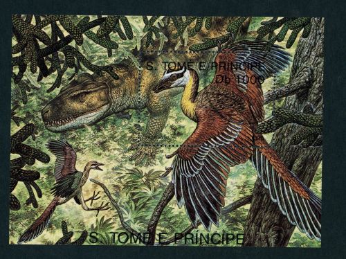 Sae Tome u. Principe Block 306 Dinosaurier Protoavis gestempelt
