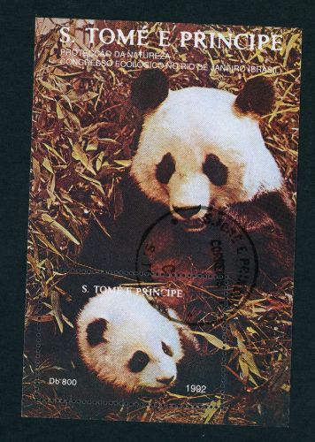 Sae Tome u. Principe Block 280 Panda gestempelt