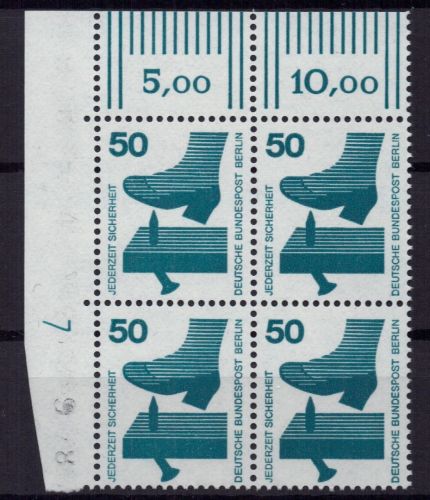 Berlin Michel Nummer 408 DZ postfrisch 4er Block Bogenecke Druckerzeichen