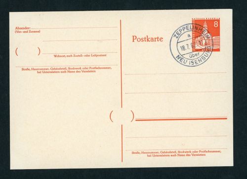 Berlin Ganzsache Michel Nummer P44 mit Stempel Zeppelinheim 1962