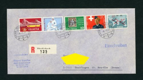 Schweiz FDC Michel Nummer 808 - 811 Einschreiben Rüedisbach
