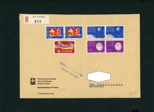 Schweiz Mischfrankatur 1964 Einschreiben Bern n. Thalfingn - Zollabfertigung