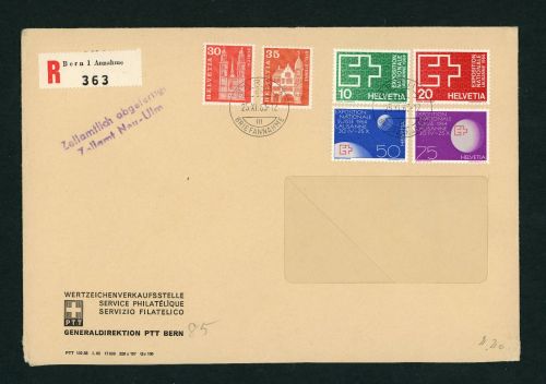 Schweiz Mischfrankatur 1963 Einschreiben Bern - Zollabfertigung Neu-Ulm
