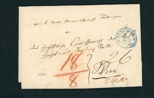 Vorphila Brief Tübingen 1850 nach Wien