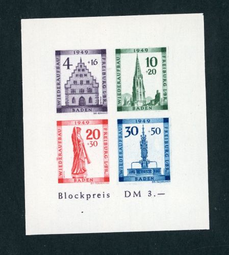 Alliierte Besetzung Franz. Zone Baden Block 1B V PLF postfrisch 200 Michel