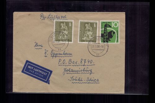 Berlin Luftpost MiFr nach Johannisburg Südafrika 1958