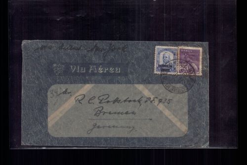 Brasilien Luftpost Beleg - Zeppelin Marke - nach Bremen 1933